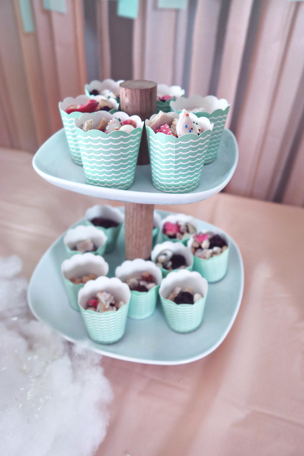 Pink Trail Mix in Scalloped Cups