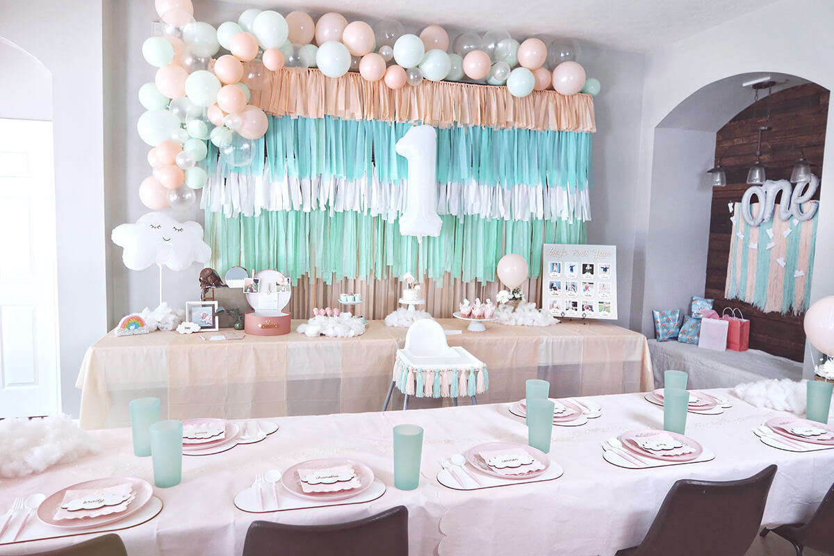 Mint and Pink Blush Girl Birthday Party Decor