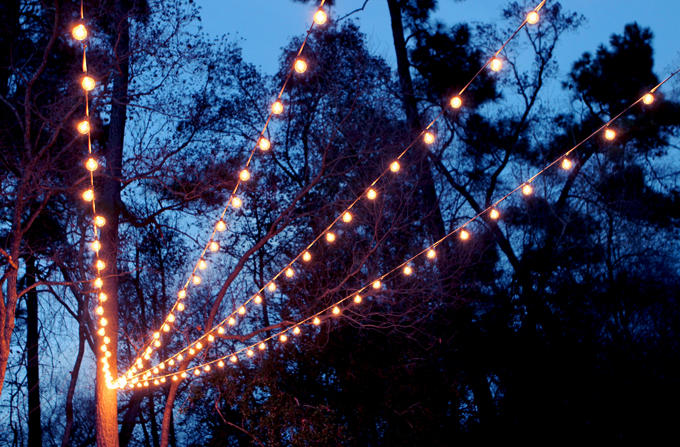 A Canopy of String Lights in our Backyard