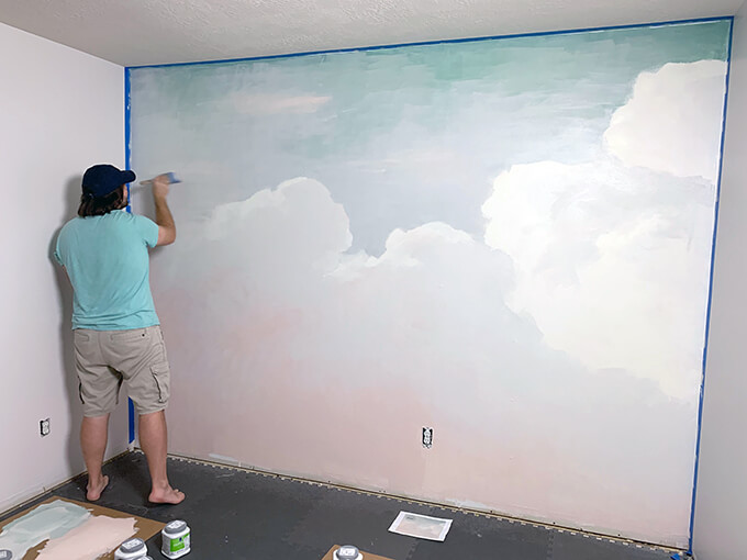 How to Paint a Cloud Mural for a Girl Nursery