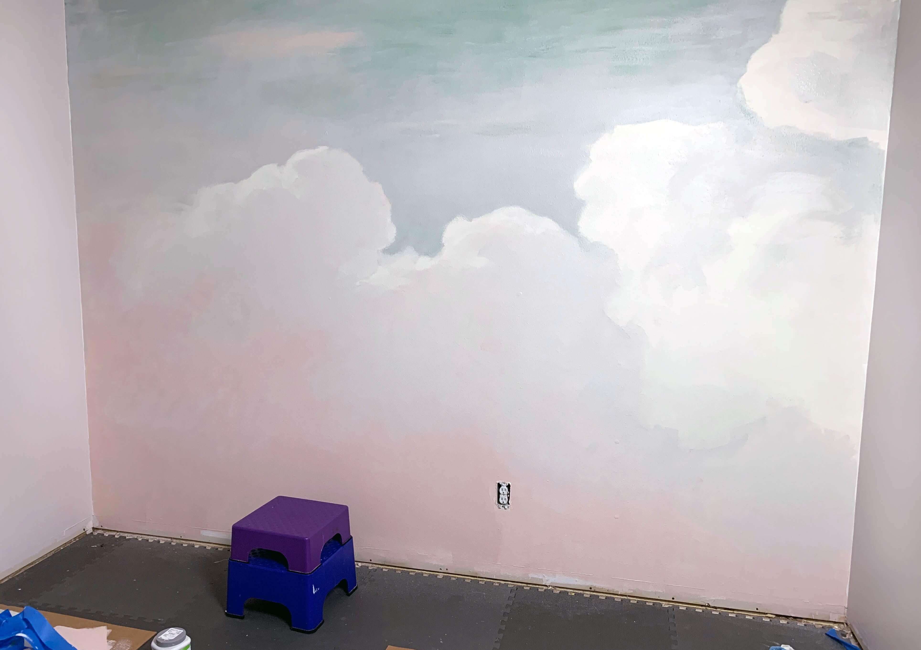 How to Paint a Cloud Mural for a Girl Nursery