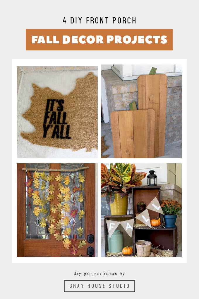 Looking for easy ways to decorate you front porch this Fall? Check out these 4 Fall DIY front porch projects we came up with to make your front porch festive for the Fall season without spending a fortune. These simple DIY Fall projects are not only adorable, they are inexpensive too!