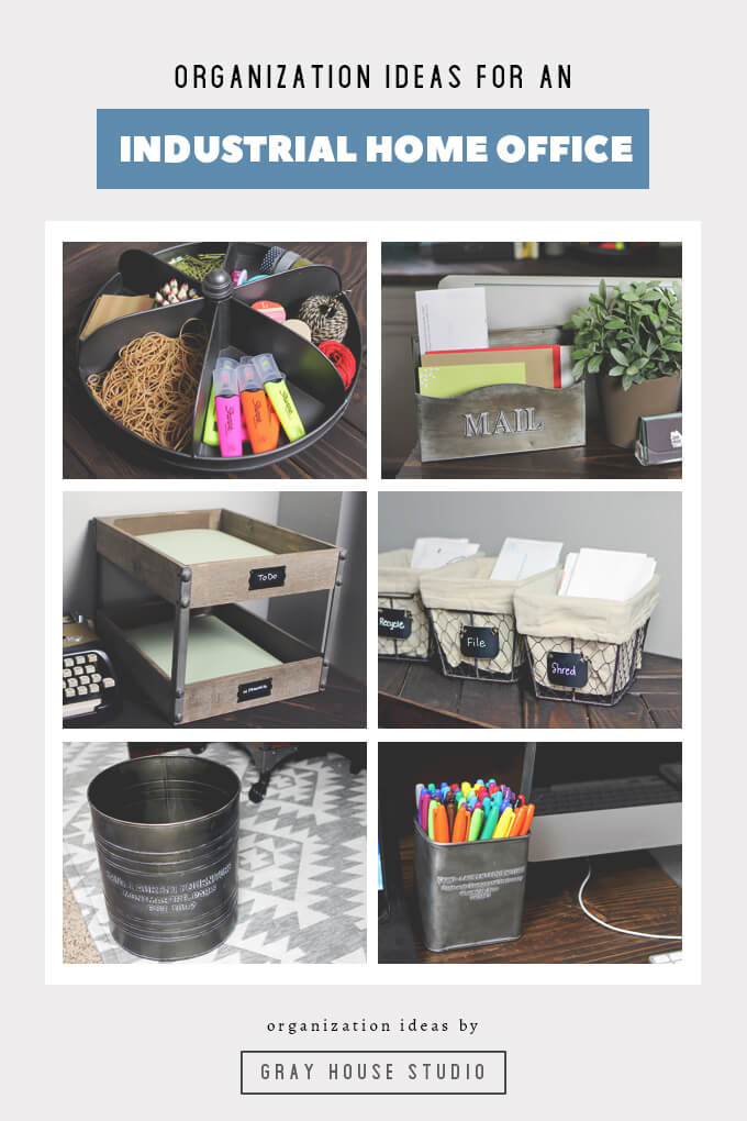 We've collected seven products that will help control the clutter in your industrial styled home office. Not only are these home office organization pieces helpful, they look really interesting and unique as well. These tips will help you kick start organizing a home office.