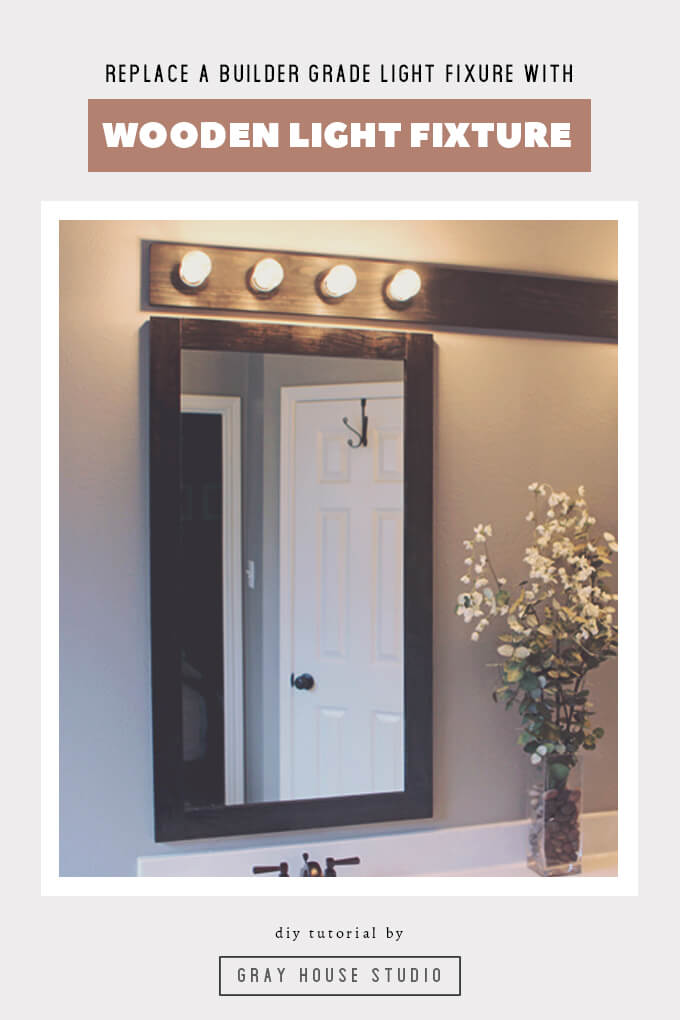 Wooden Light Fixture Over Bathroom Mirrors Gray House Studio