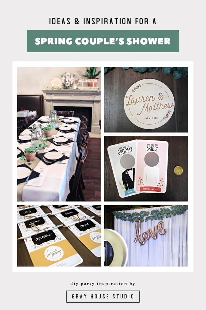 Check out these ideas and inspiration for throwing a spring themed couple's shower brunch. We are sharing our ideas for couple's shower games including a Where's the Groom scratch off cards as well as simple spring couple's shower decor.